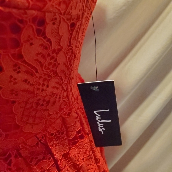 Lulu's Endlessly Infatuated Red Lace Midi Dress SZ XS - Picture 3 of 8